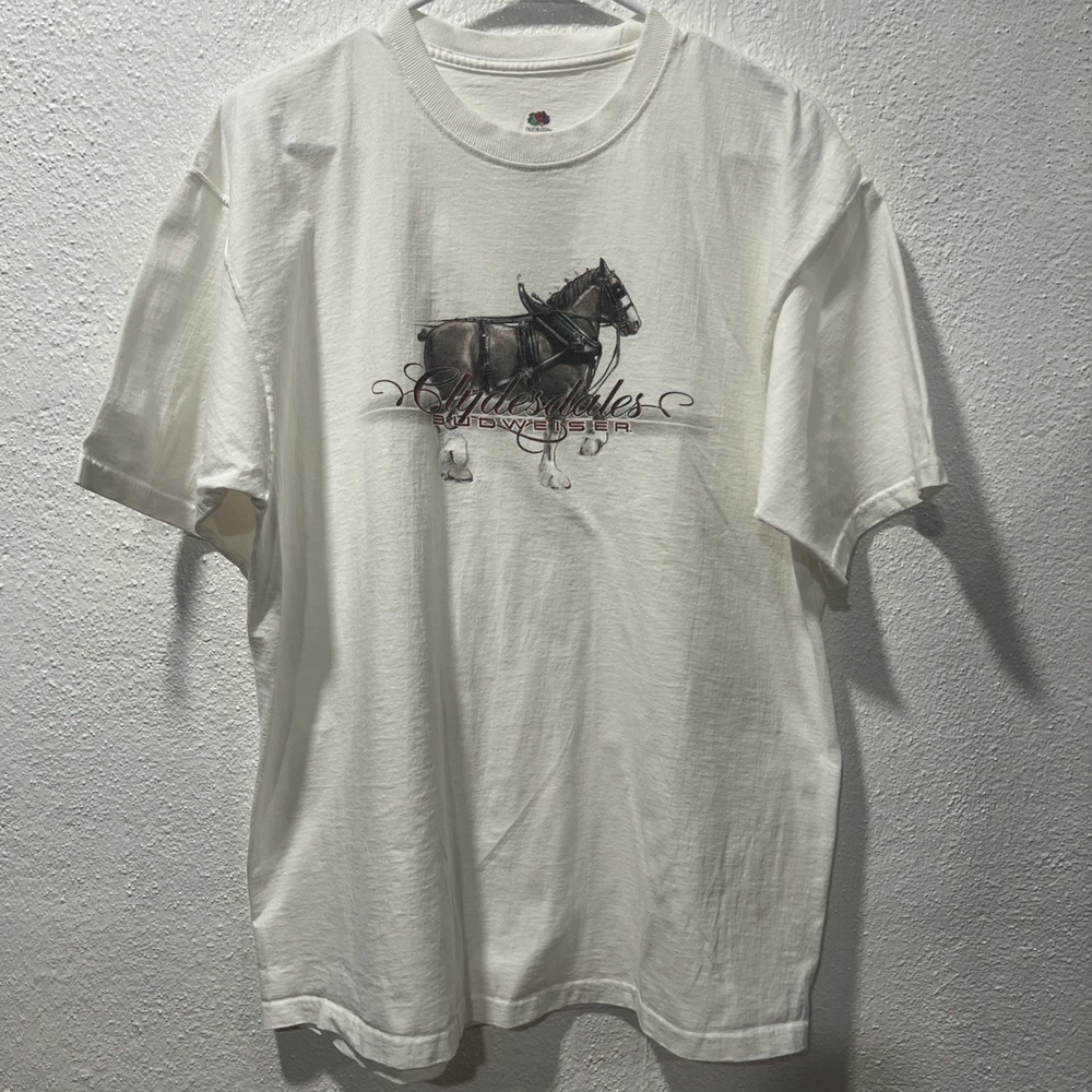 Vintage Budweiser Clydesdales Horse T Shirt XL White Y2K 90s Graphic Tee